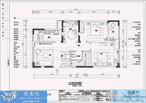 风景晨园G3户型样板房现代风格施工图附效果图