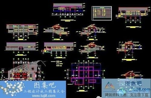 渡假村茶室全套施工图CAD图纸