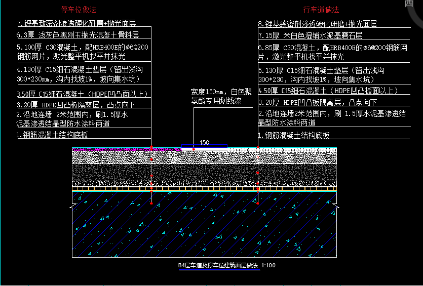 车库混凝土抛光地面构造做法、节点图CAD（含设计与施工技术指导原则）