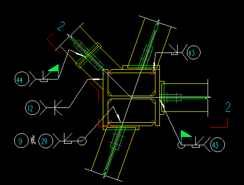 钢结构CAD图 非正交连接