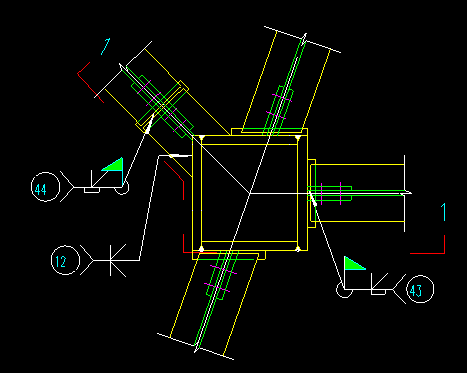 钢结构CAD图 非正交连接